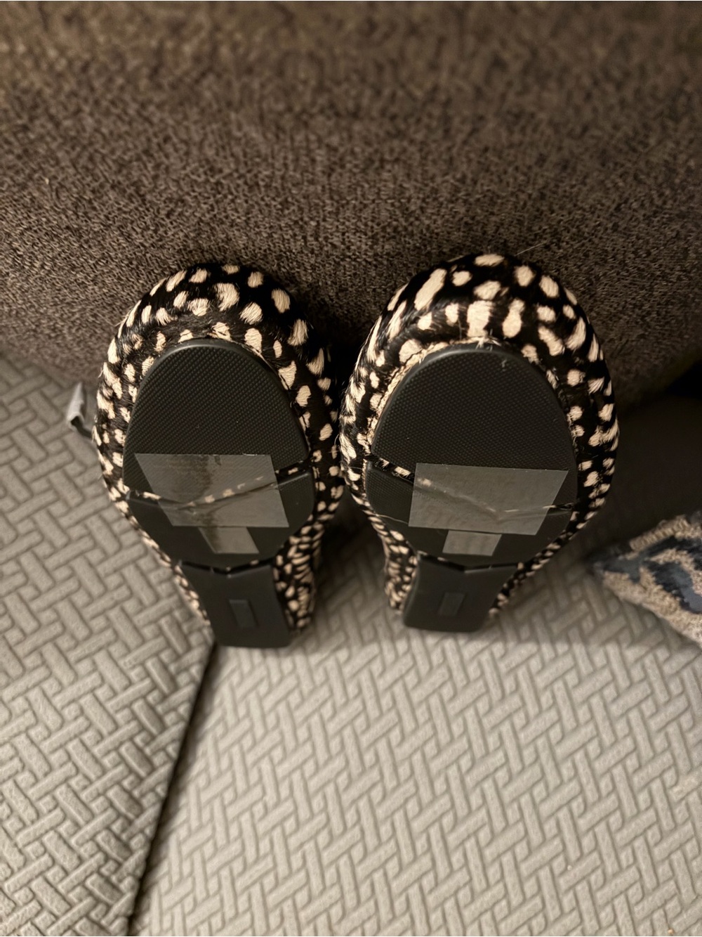 J. Crew Black and White Spotted Slip-On Flats